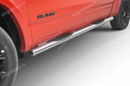 КРУГЛЫЕ БОКОВЫЕ ПОРОГИ С ПЛАСТИКОВЫМИ СТУПЕНЬКАМИ STEELER DODGE RAM 1500