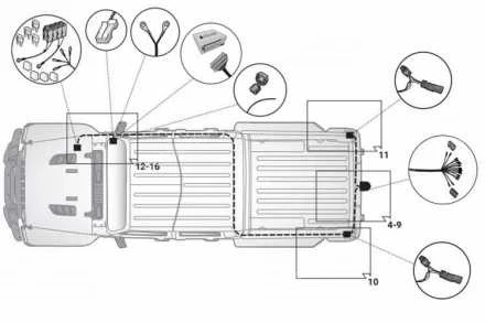 13 KONTAKTU PIEKABES ĀĶA ELEKTROINSTALĀCIJAS KOMPLEKTS (GLADIATOR 19-) 