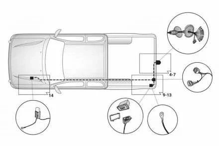 КОМПЛЕКТ 13 КОНТАКТНОЙ ЕЛЕКТРОИНСТАЛАЦИИ ФАРКОПА (L200 19-) 